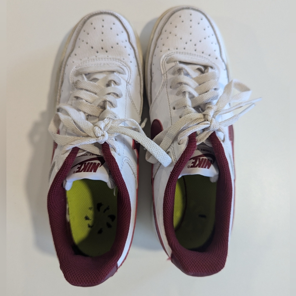 Nike White and red muslin maroon court vision low Womens 8.5
